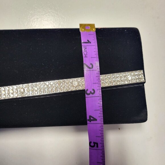 Black Velvet Clutch Purse with Crystal Accents - Picture 5 of 7